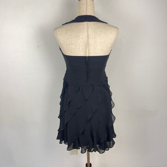 Tadashi Shoji Dress Silk Ruffle Tiered Mini Size 6 Prom Fairy Whimsigoth Y2K - Picture 2 of 12